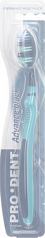 Зубна щітка "Advance black", середньої жорсткості, чорно-бірюзова - Pro Dent — фото N1
