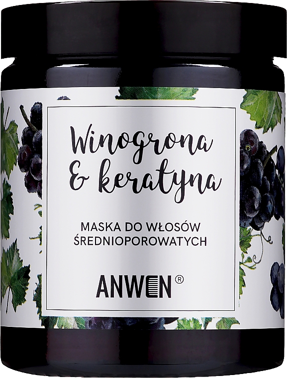 Маска для среднепористых волос - Anwen Medium-Porous Hair Mask Grapes and Keratin 