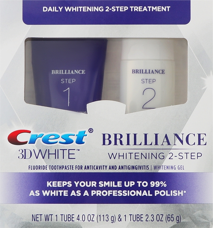 Дворівнева система відбілювання зубів - Crest 3D White Brilliance Daily Cleansing Toothpaste and Whitening Gel