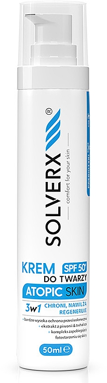 Солнцезащитный крем для лица SPF50 - Solverx Atopic Skin