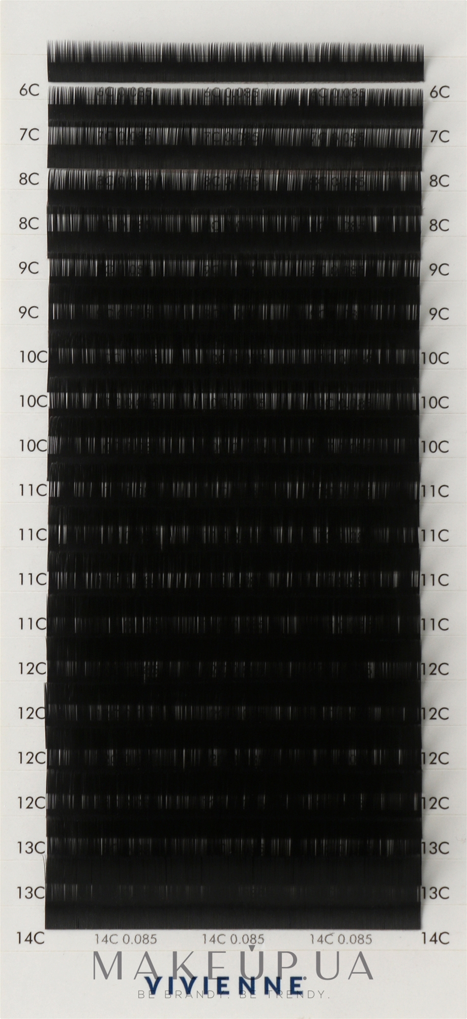 Накладні вії "Elite", чорні, 20 ліній (mix, 0,085, C, (6-14)) - Vivienne — фото 1уп