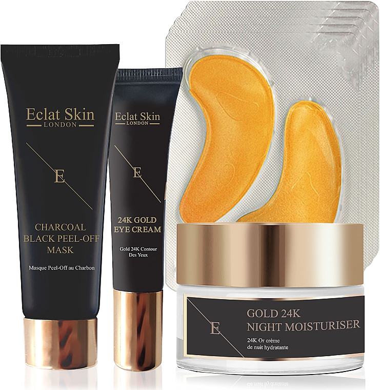 Набір - Eclat Skin London Anti-Ageing 24K Gold Total Starter Set (f/mask/50ml + eye/cr/15ml + f/cr/50ml + patch) — фото N1