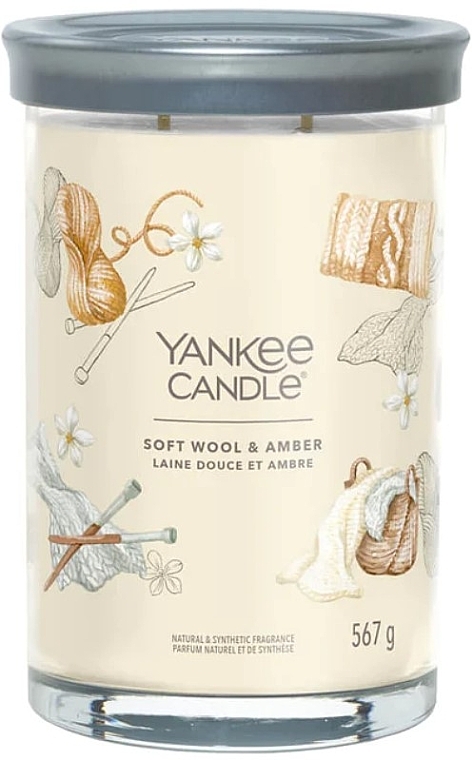 Ароматична свічка у склянці "М'яка вовна і бурштин", 2 ґноти - Yankee Candle Soft Wool & Amber Singnature — фото N1