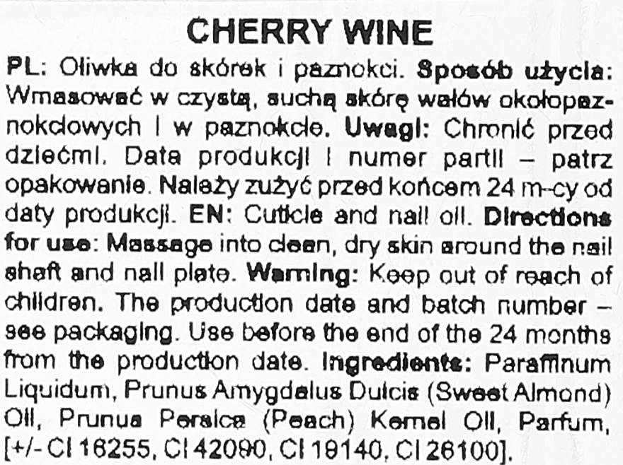 Олія для нігтів і кутикули - Silcare Olive Shells Cherry Wine — фото N2