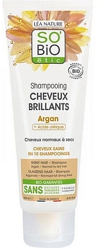 Шампунь для волосся - So'Bio Argan + Oleic Acid Shiny Hair Shampoo — фото N1
