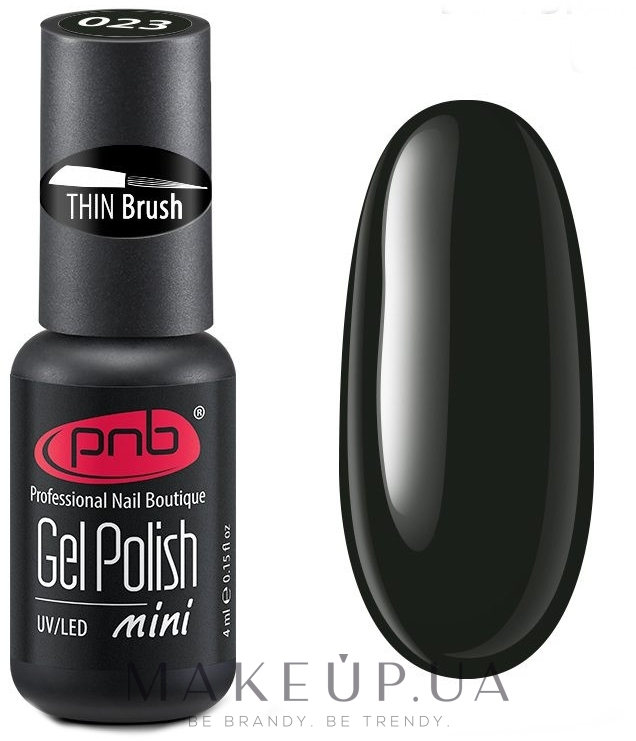 Гель-лак для ногтей c тонкой кистью - PNB Gel Polish Mini Thin Brush — фото 023 - Dark Black