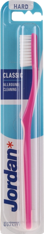 Зубная щетка с жесткой щетиной "Классик", малиновая - Jordan Classic Hard Toothbrush — фото N1