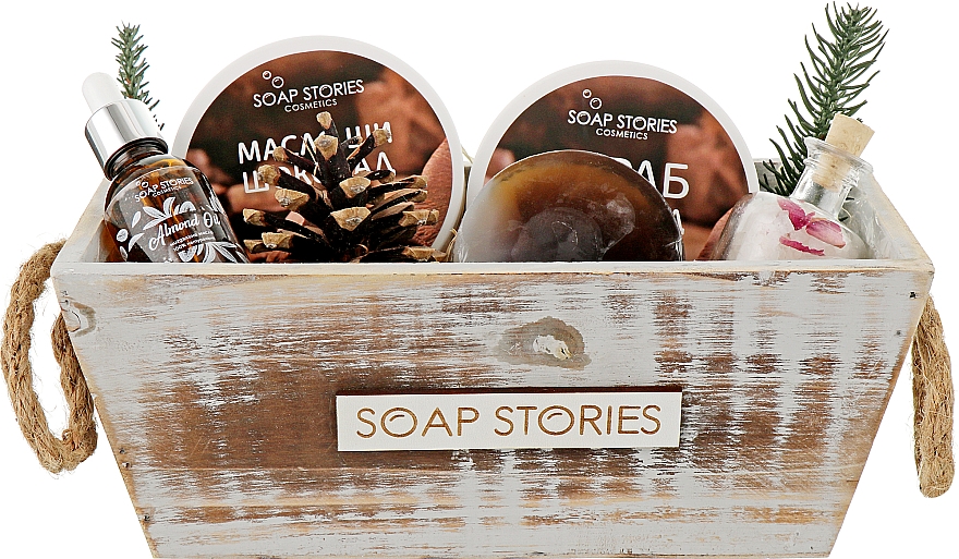 Подарочный набор "Шоколад" - Soap Stories (butter + soap + scrab + bath salt + oil) — фото N1