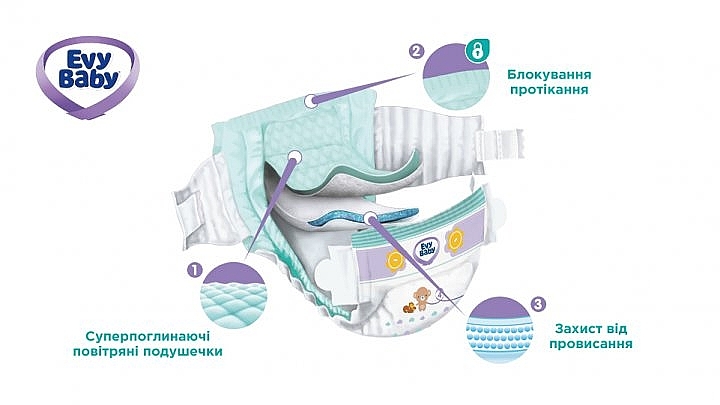 Підгузки дитячі гігієнічні одноразові Maxi Elastic Jumbo 7-18 кг, 58 шт. - Evy Baby — фото N3