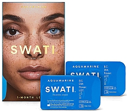 Парфумерія, косметика Кольорові контактні лінзи "Aquamarine", 1 місяць - Swati 1-Month Blue Coloured Lenses