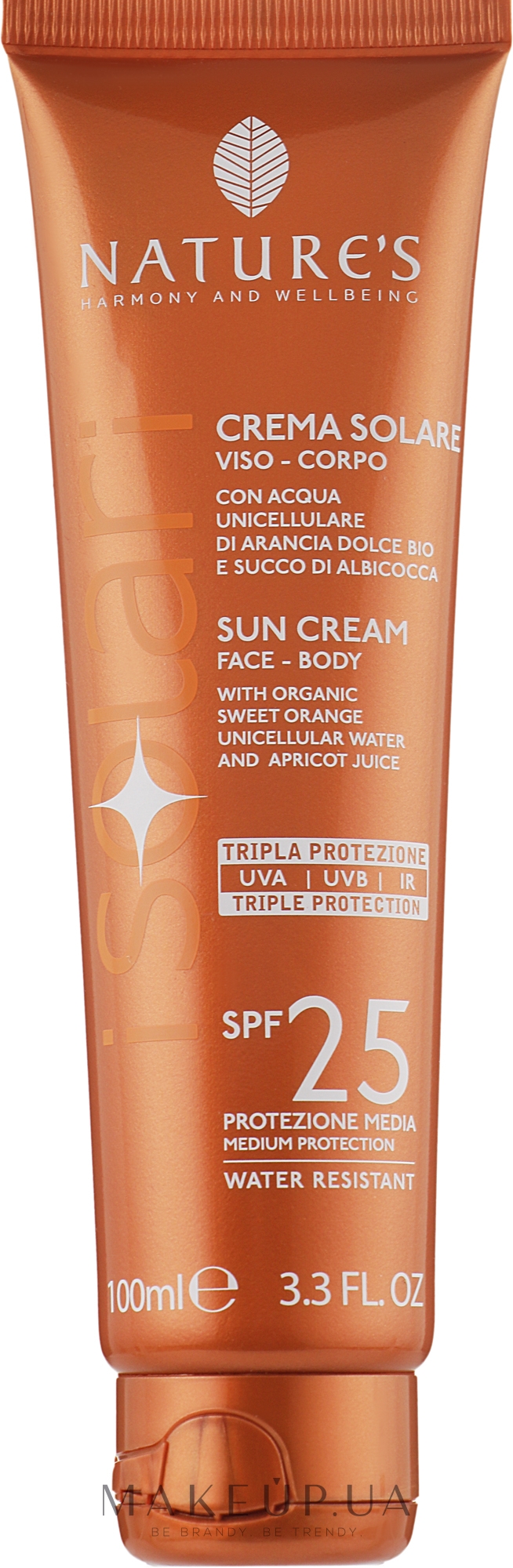 Солнцезащитный крем для лица и тела - Nature's I Solari Sun Cream Spf 25 — фото 100ml