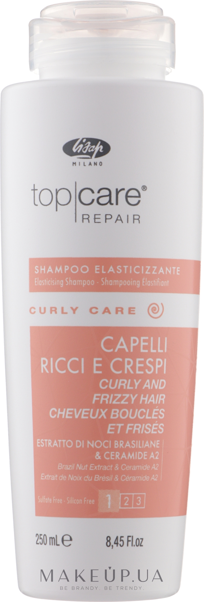 Шампунь для в'юнкого й неслухняного волосся - Lisap Milano Curly Care Elasticising Shampoo — фото 250ml