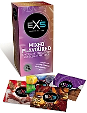 Презервативи зі смаком, 12 шт. - EXS Condoms Chocolate Bubble Gum Strawberry Cola Mixed Flavoured — фото N1