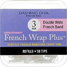 Духи, Парфюмерия, косметика Типсы широкие "Френч Смайл+" - Dashing Diva French Wrap Plus Double Wide White 50 Tips (Size-3)