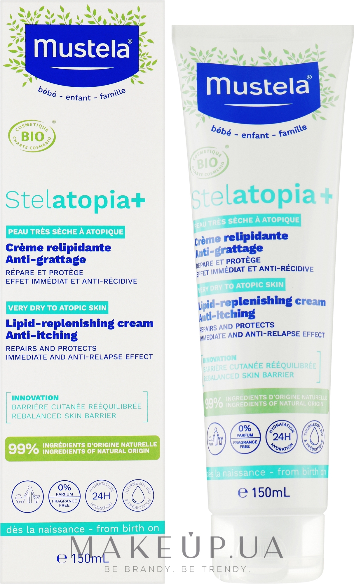 Органический липидовосстанавливающий крем против зуда - Mustela Stelatopia+ Organic Lipid-Replenishing Anti-Itching Cream — фото 150ml
