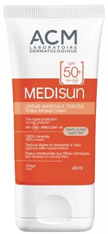 Тональний мінеральний крем з SPF 50+ для обличчя - ACM Laboratoires Medisun Tinted Mineral Cream Light Tint SPF50 — фото N1