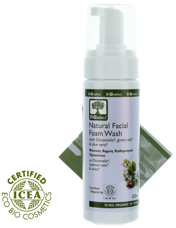 Пенка для умывания с Диктамелией, зелёным чаем и алоэ - BIOselect Natural Facial Foam Wash