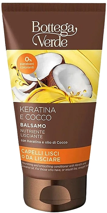 Питательный и разглаживающий кондиционер - Bottega Verde Keratina e Cocco Nourishing and Smoothing Conditioner — фото N1