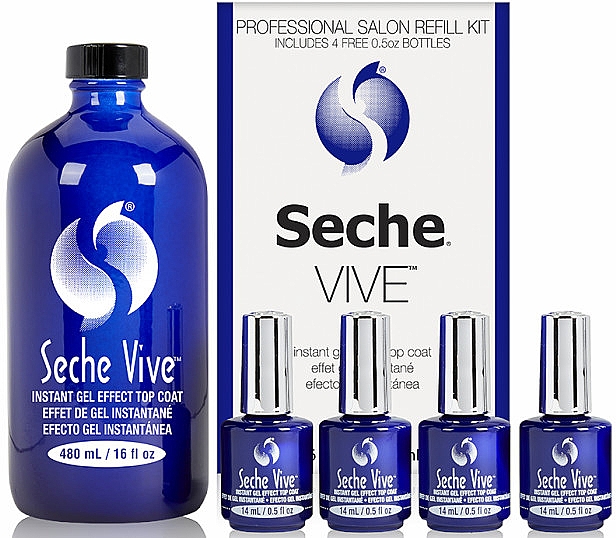 Набор - Seche Vive Instant Professional Salon Refill Kit (t/coat/refill/480ml + t/coat/4x14ml) — фото N1