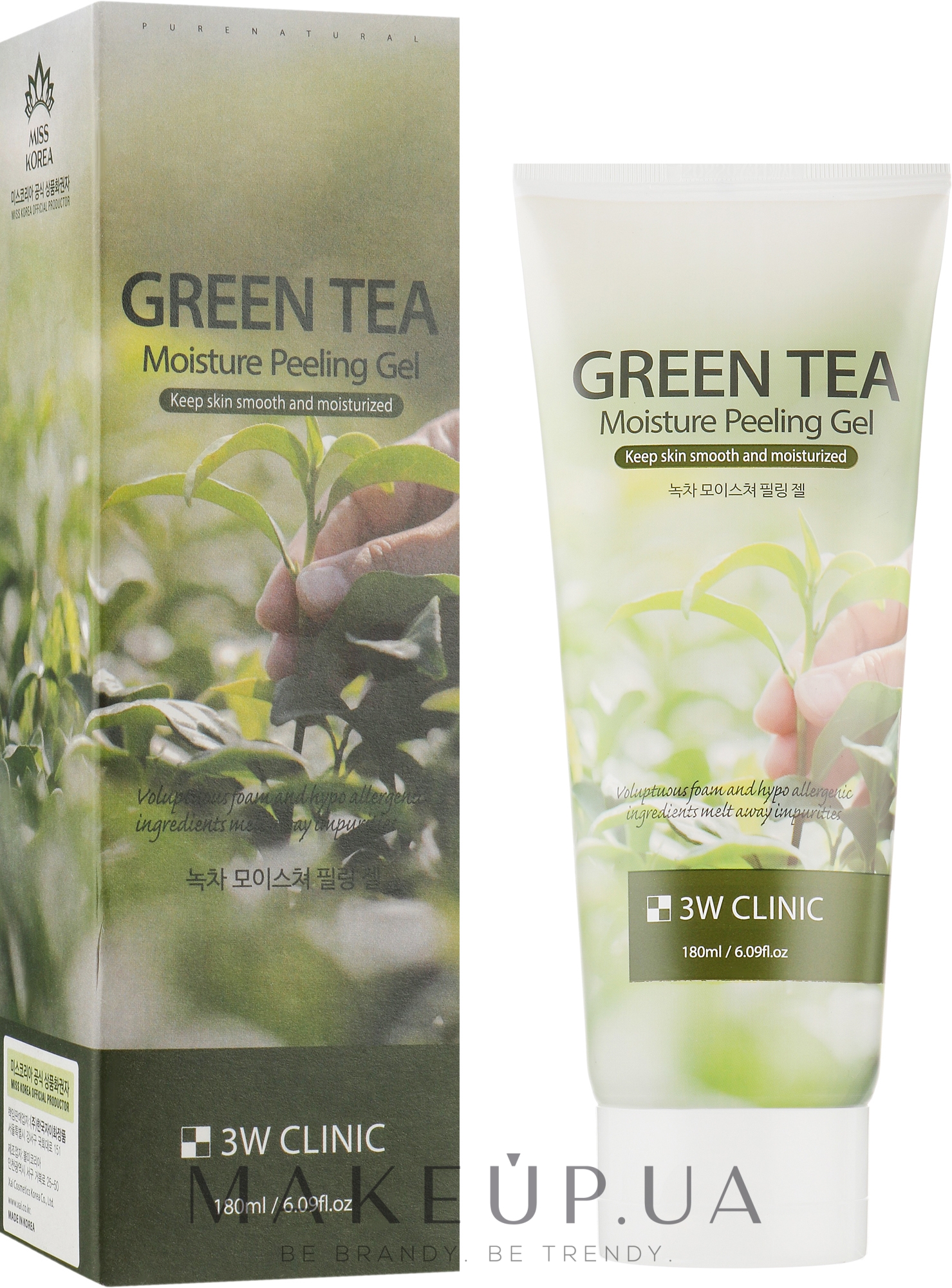 Пилинг-скатка с зеленым чаем - 3w Clinic Moisture Peeling Gel-Green Tea — фото 180ml
