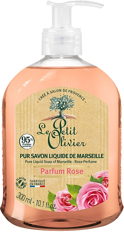 Мило рідке з ароматом троянди - Le Petit Olivier - Pure liquid traditional Marseille soap - Rose — фото N1