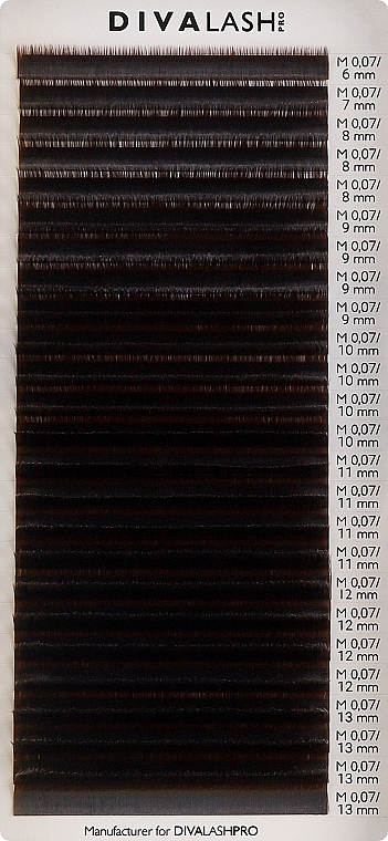 Ресницы для наращивания M 0.07 (6-13 мм), 25 линий, coffee - Divalashpro — фото N1
