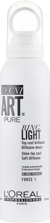 Фіксувальний спрей для блиску волосся - L'Oreal Professionnel Tecni.art Pure Ring Light Top Coat Brilliance