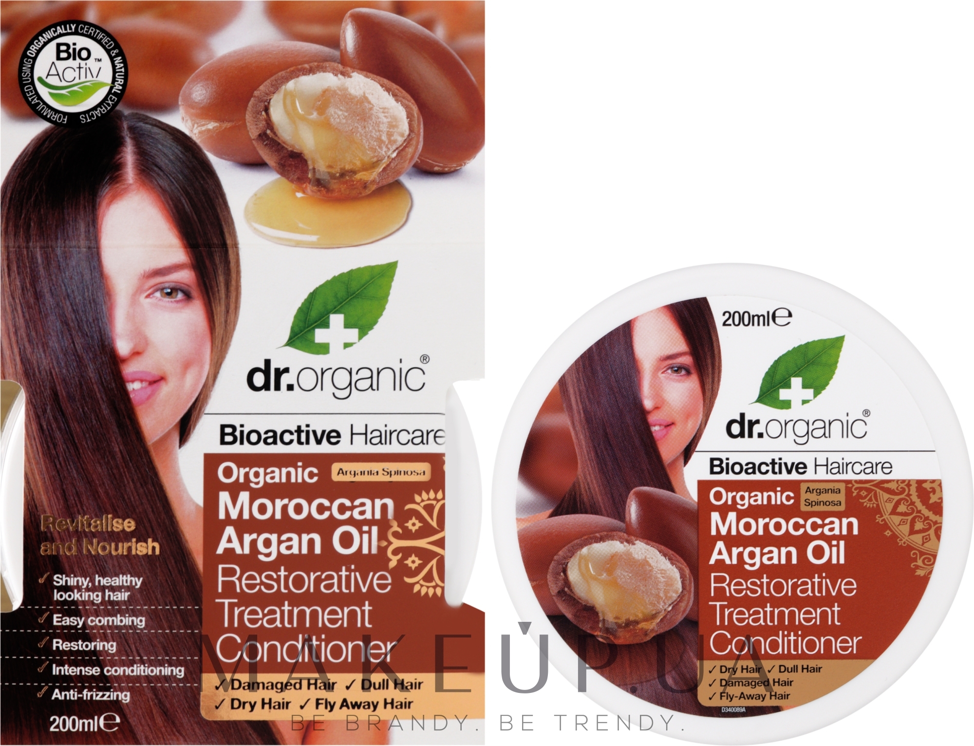 Восстанавливающий кондиционер с марокканским аргановым маслом - Dr. Organic Bioactive Haircare Moroccan Argan Oil Restorative Treatment Conditioner — фото 200ml