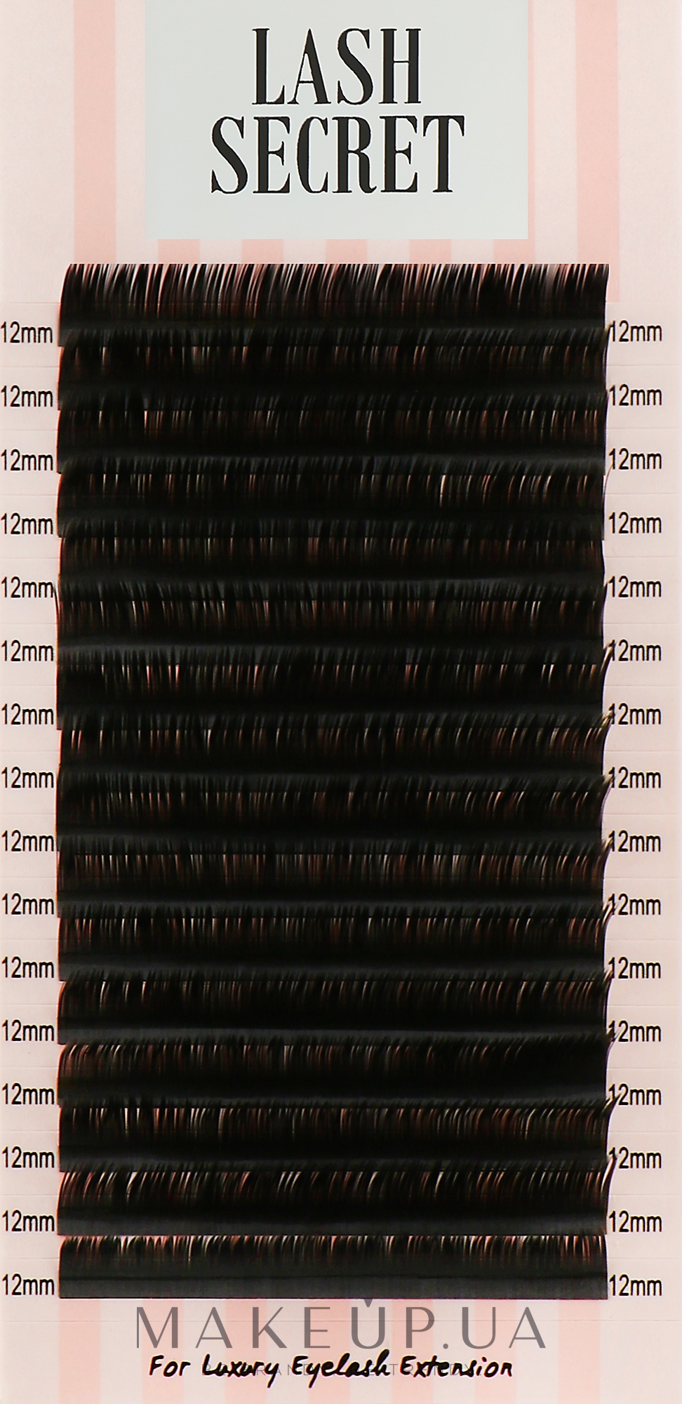 Накладные ресницы, черные, 16 линий (один размер, 0,1, L, 12) - Lash Secret — фото 1уп