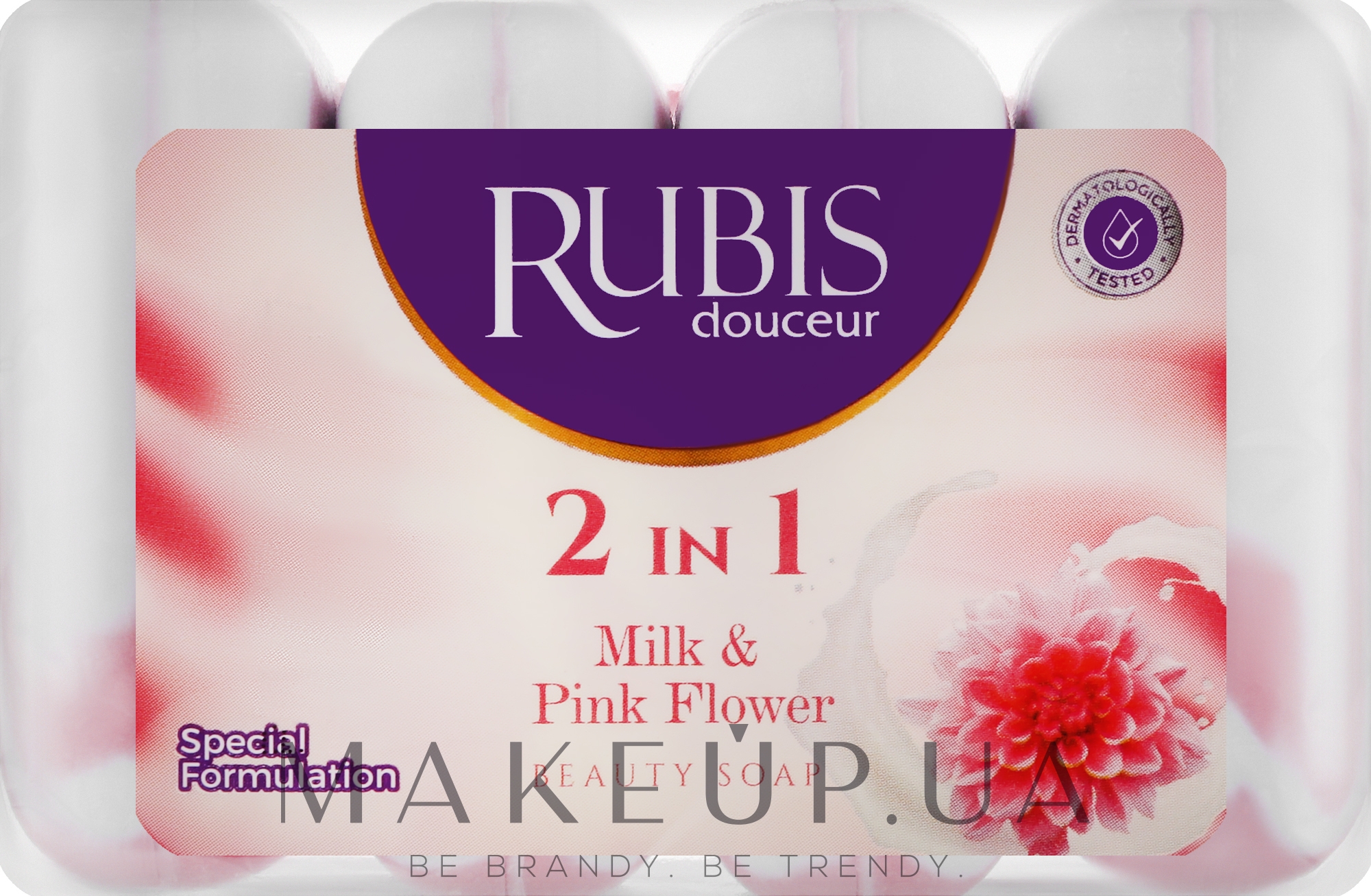 Мыло "Молоко и розовый цветок" - Rubis Care Milk & Pink Flower Beauty Bar — фото 4x90g