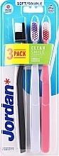 Парфумерія, косметика Зубна щітка м'яка, черная, рожева, лілова - Jordan Clean Smile Soft