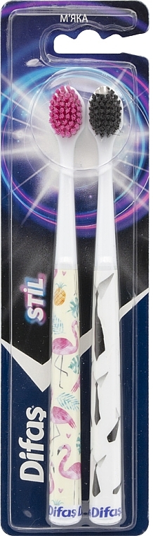 Набір зубних щіток "Soft", фламінго + краватка - Difas Stil — фото N1
