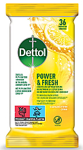 Духи, Парфюмерия, косметика Антибактериальные салфетки для мытья и дезинфекции - Dettol Power & Fresh