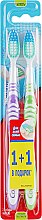 Парфумерія, косметика Набір "Експерт чистоти", середньої жорсткості, фіолетова+салатова - Colgate Expert Cleaning Medium Toothbrush