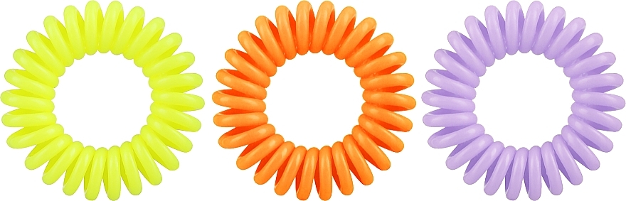 Резинки для волос, 3.5 см, желтая + оранжевая + сиреневая - Ronney Professional S15 MET Funny Ring Bubble — фото N2