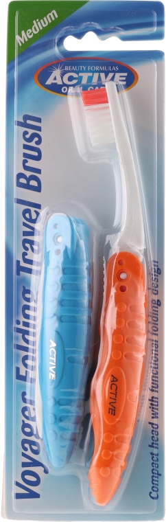 Зубна щітка, для подорожі, помаранчева - Beauty Formulas Voyager Active Folding Dustproof Travel Toothbrush Medium