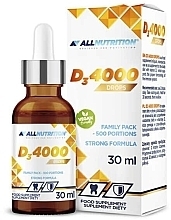 Парфумерія, косметика Вітамін D3 у краплях - AllNutrition Vitamin D3 4000 Drops
