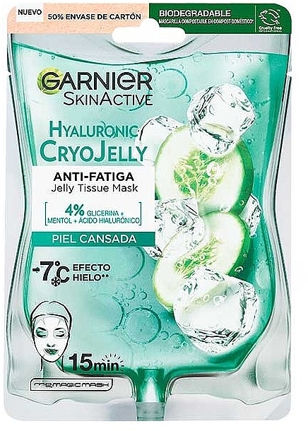 Зволожувальна маска для обличчя проти втоми - Garnier Skin Active Anti-fatigue mask Hyaluronic Cryo Jelly — фото N1