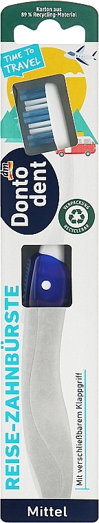 Складная зубная щетка, синяя - Dontodent — фото N1