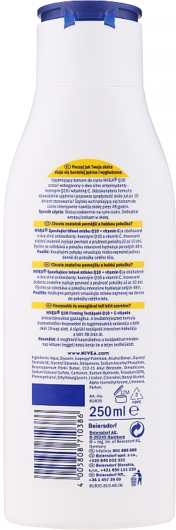 Молочко для пружності шкіри - NIVEA Q10 Energy+ Body Milk — фото N2