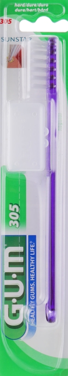 Зубна щітка "305", жорстка, фіолетова - G.U.M Hard Regular Toothbrush — фото N1
