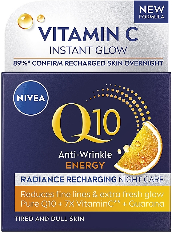 Ночной крем против морщин "Восстановление сияния" - NIVEA Q10 Energy Recharging Night Care — фото N1