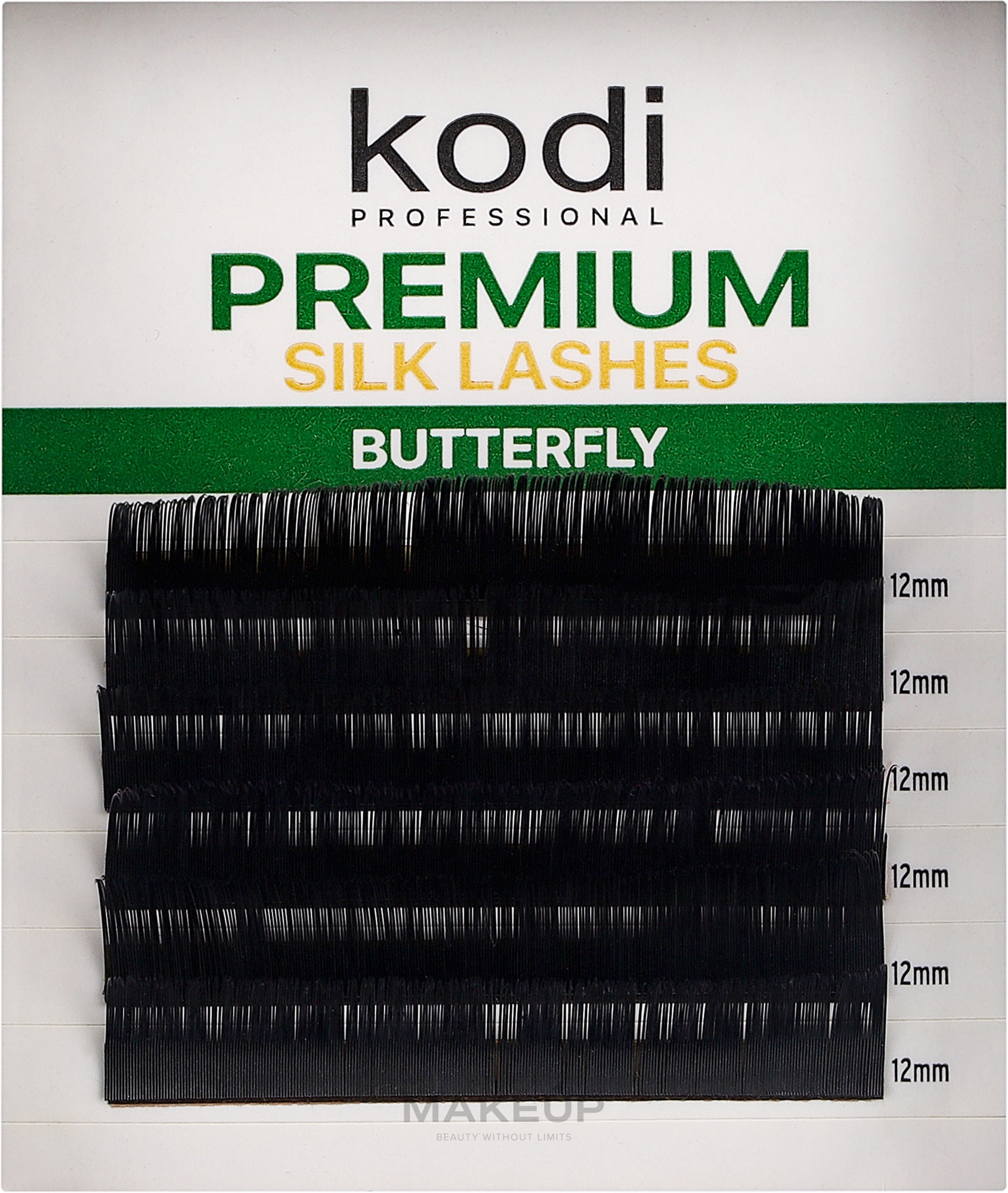 Накладні вії Butterfly Green B 0.15 (6 рядів: 12 мм) - Kodi Professional — фото 1уп