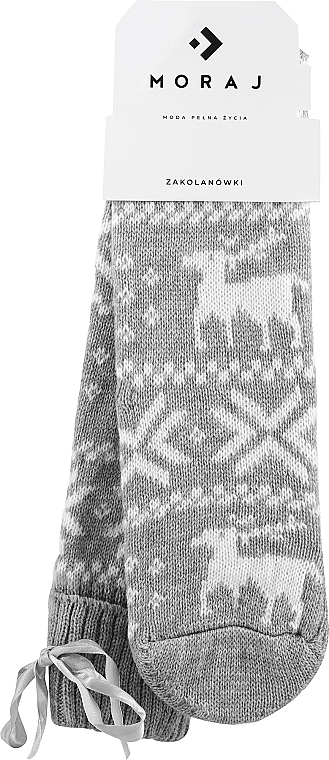 Гольфы женские теплые выше колена с норвежским узором, серые - Moraj — фото N1