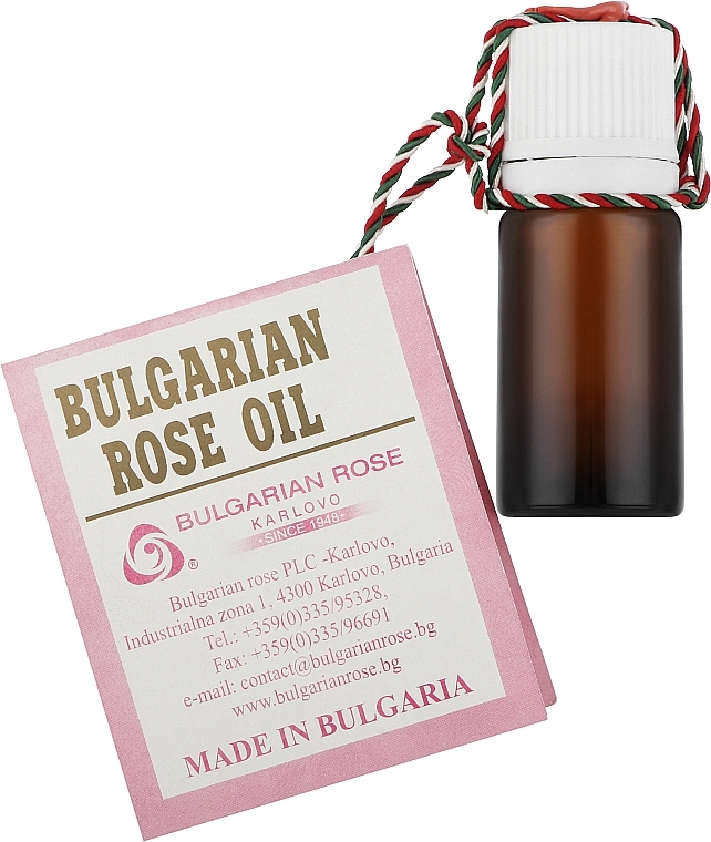 Болгарское розовое масло в стеклянной бутылке - Bulgarian Rose 100% Natural Rose Oil — фото N1