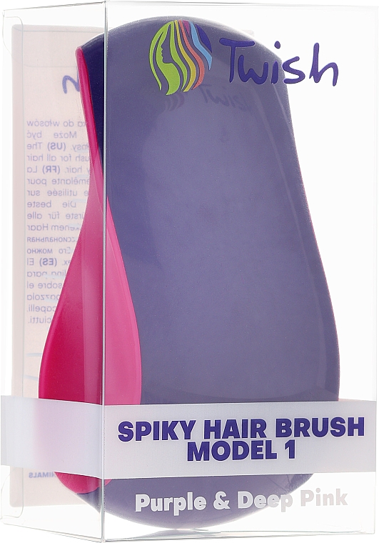 Щетка для волос, фиолетовая с розовым - Twish Spiky 1 Hair Brush Purple & Deep Pink — фото N3