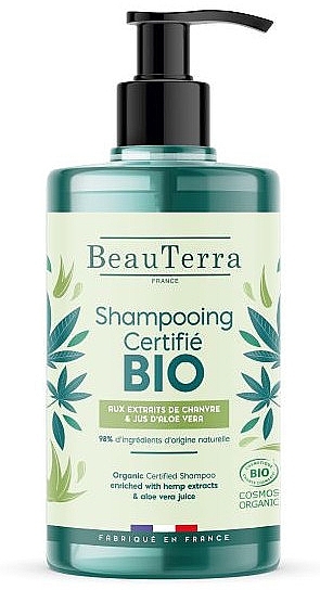 Шампунь з коноплями та алое вера - BeauTerra BIO Hemp Extract & Aloe Vera Juice Organic Shampoo — фото N2