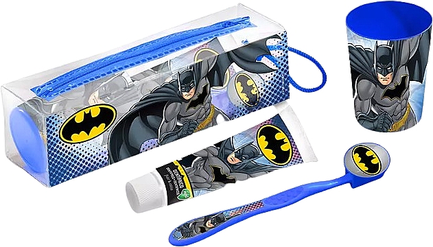 Набор - Cartoon Network Batman (toothpaste/75ml + toothbrush/1pcs + glass/1pcs + case/1pcs) — фото N1
