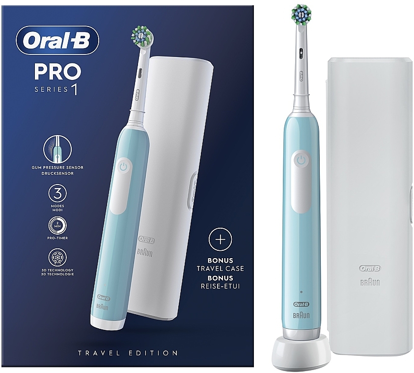 Електрична зубна щітка, з футляром, блакитна - Oral-B Pro Series 1 Carribean Blue + Case — фото N5