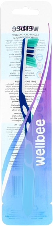 Зубна щітка, м'яка, бірюза із синім - Wellbee — фото N2